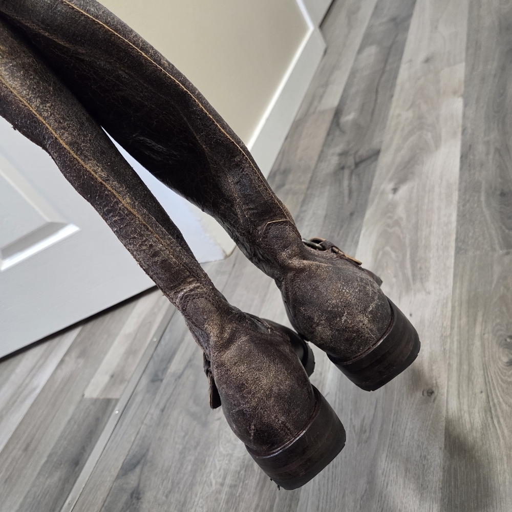 Sendra Distressed Brown Leather Engineer Boots Goodyear Welt Made in Spain - Picture 7 of 13